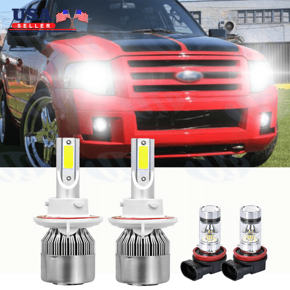 For Ford Flex 2009-2018 6000K LED Headlight Hi/Lo   Fog Light Combo 4x Bulbs