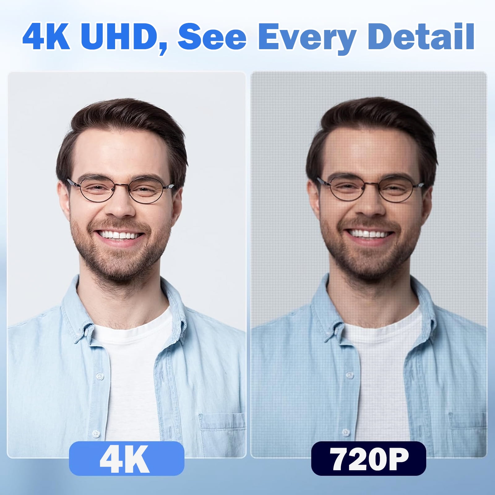 RONY 4K Webcam with 2 Microphones for Laptop, Autofocus Webcam with Noise-cancelling, Conference Streaming PC USB Webcam, Black
