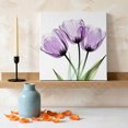 thumbnail image 3 of Ships Next Day Canvas Wall Art 8"x8", Purple Tulip Wood Framed Canvas Print Painting, Modern Blossom Pastel White Floral Petal Ready to Hang Small Picture Wall Decor for Home Bathroom Nursery Kitchen, 3 of 9
