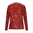 thumbnail image 4 of Womens Sequin Tops Fashion Casual Blouses Sparkly V Neck Shirts Holiday Party Shimmer Long Sleeve Dressy Top Red S, 4 of 6
