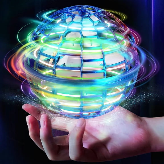 Flying Ball Toy Globe 360°Rotating Hand Controlled Orb Magic Led Lights Controller Mini Drone Boomerang Fly Spinners for Kids Adults Indoor Outdoor