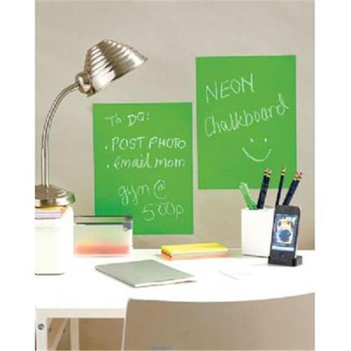 Wallies Peel & Stick Neon Green Chalkboard, 2 sheets, 9" x 12