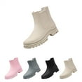 thumbnail image 5 of XIMIN Women's Rain Boots Elastic Adult Ankle Booties Mid Heel Boots Waterproof Non-Slip Chunky Platform Lug Sole Short Comfortable Fashion Garden Boots (36, White), 5 of 8
