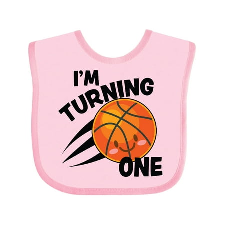 

Inktastic I m Turning One with Basketball Gift Baby Boy or Baby Girl Bib