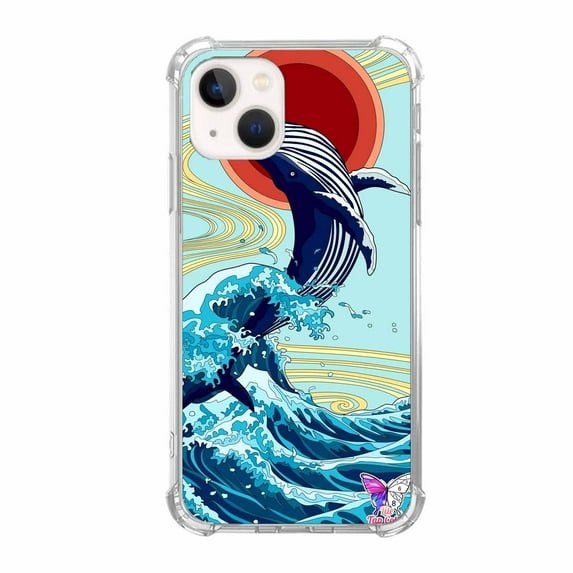 Sea Whale Case for iPhone 13 Mini ,Aesthetic Art Design Pattern TPU Shock Proof Cover Case