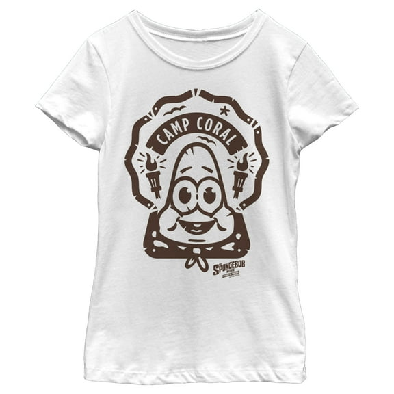Girl's SpongeBob SquarePants Sponge on the Run Young Patrick Patch  Graphic Tee White Large