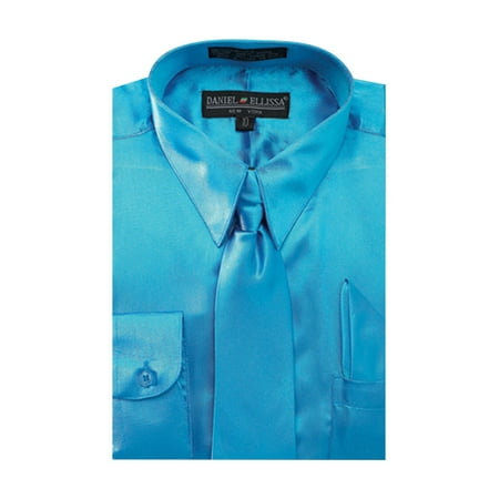 Boy's Satin Dress Shirt with Matching Tie and Hanky (Best Shirt And Tie Combinations With Navy Suit)