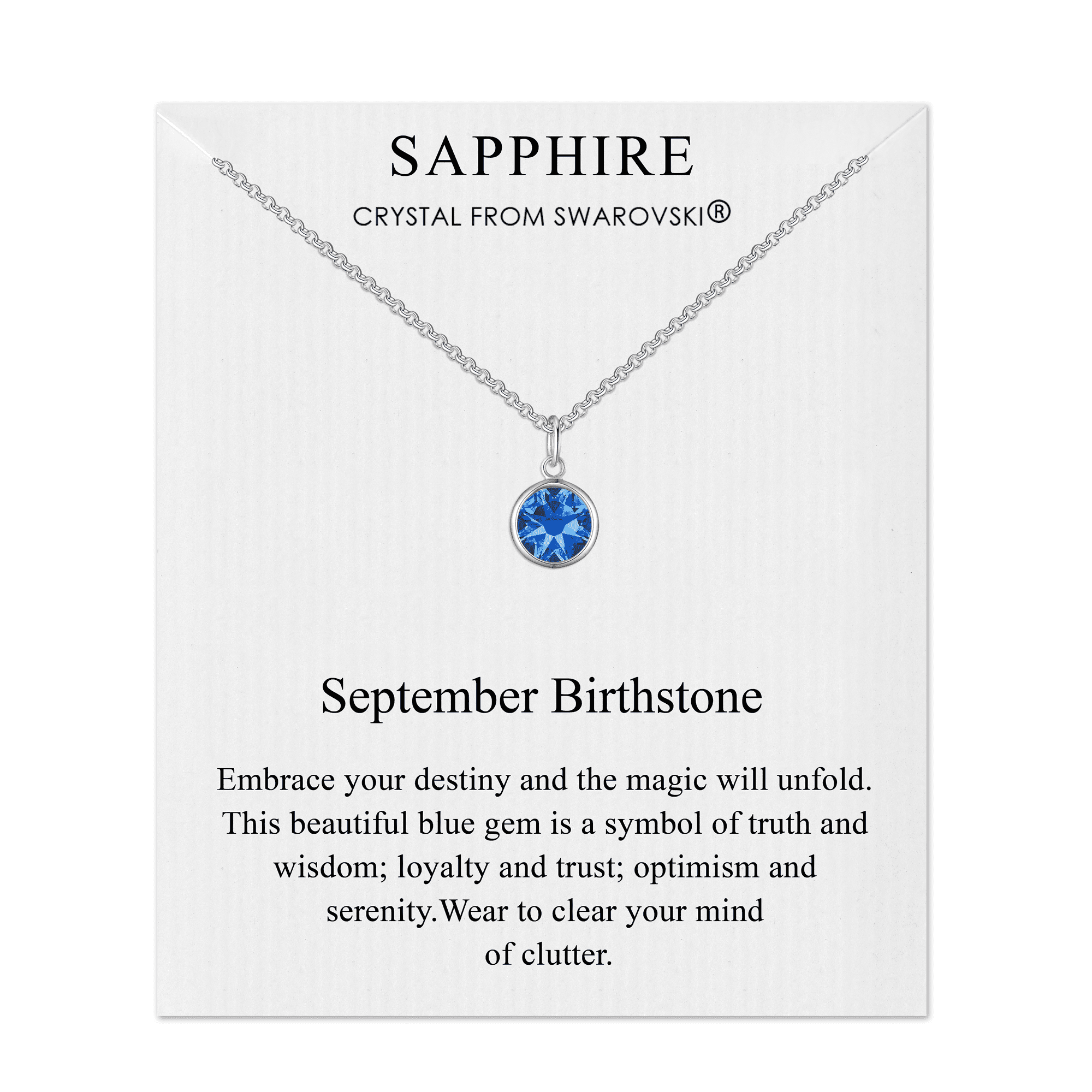 September (Sapphire) Birthstone Necklace Created with Zircondia® Crystals