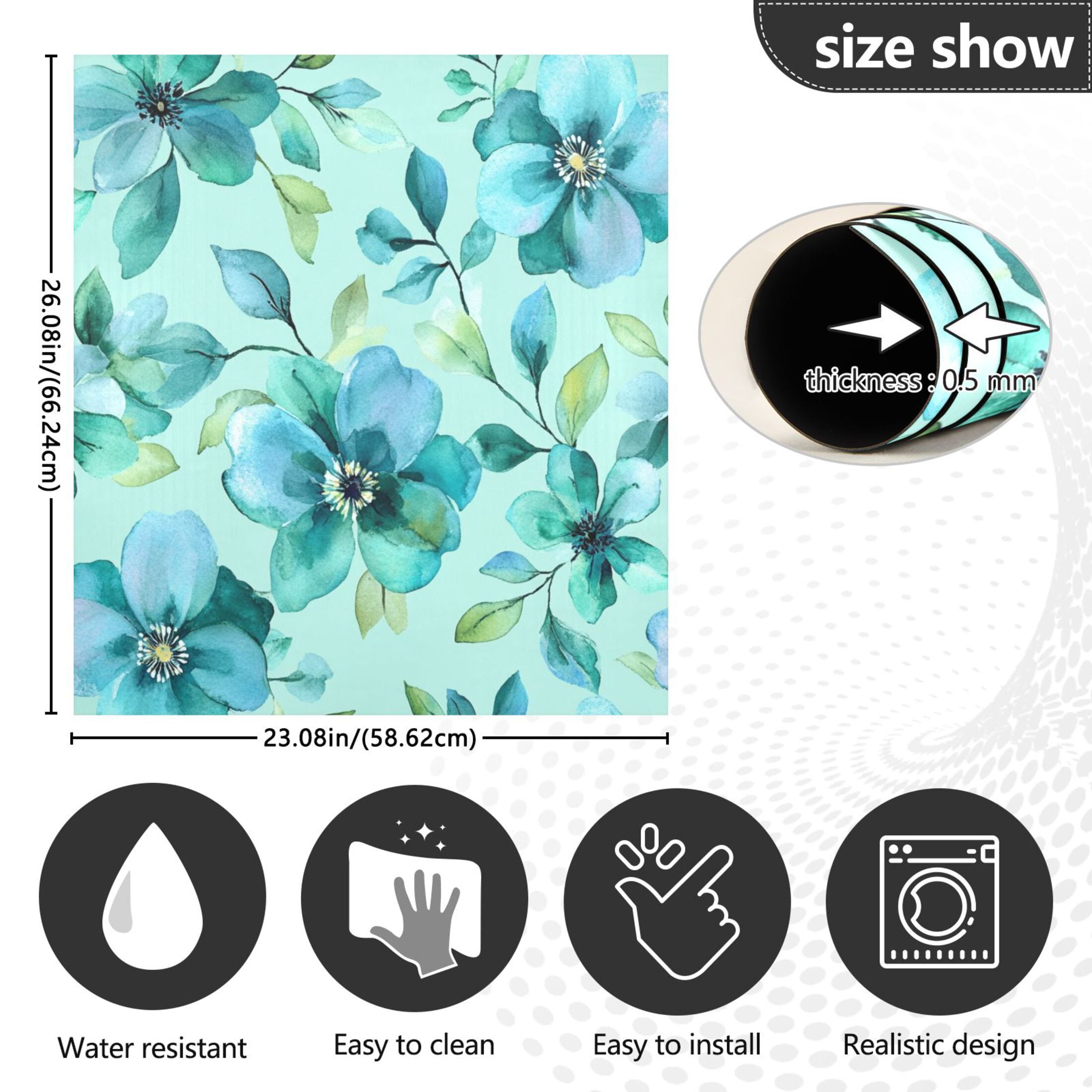 Dishwasher Magnetic Sticker 23x26 Inch Refrigerator Magnetic Sticker Washing Machine Magnetic Sticker Kitchen Panel Magnetic Sticker Home Decor Cartoon Navy Flowers