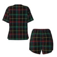 thumbnail image 6 of Wukai Buffalo Plaid Dark Green Women's Pajama Set,Short-Sleeve Top and Shorts with Elastic Waistband and Pockets for Loungewear, Yoga, and Casual Wear-3X-Large, 6 of 8