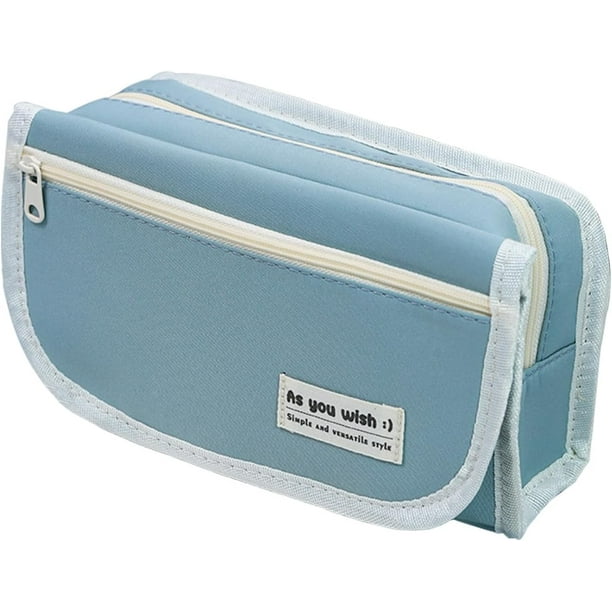 Estuche de gran capacidad para lápices, bolsa para lápices con 4 compartimentos, organizador portátil de lona con cremallera para niños, niñas, adultos y estudiantes (verde)