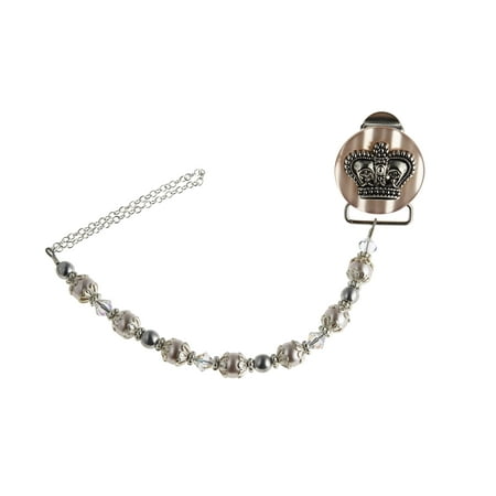 Crown Pacifier Clip with Matching Pearls