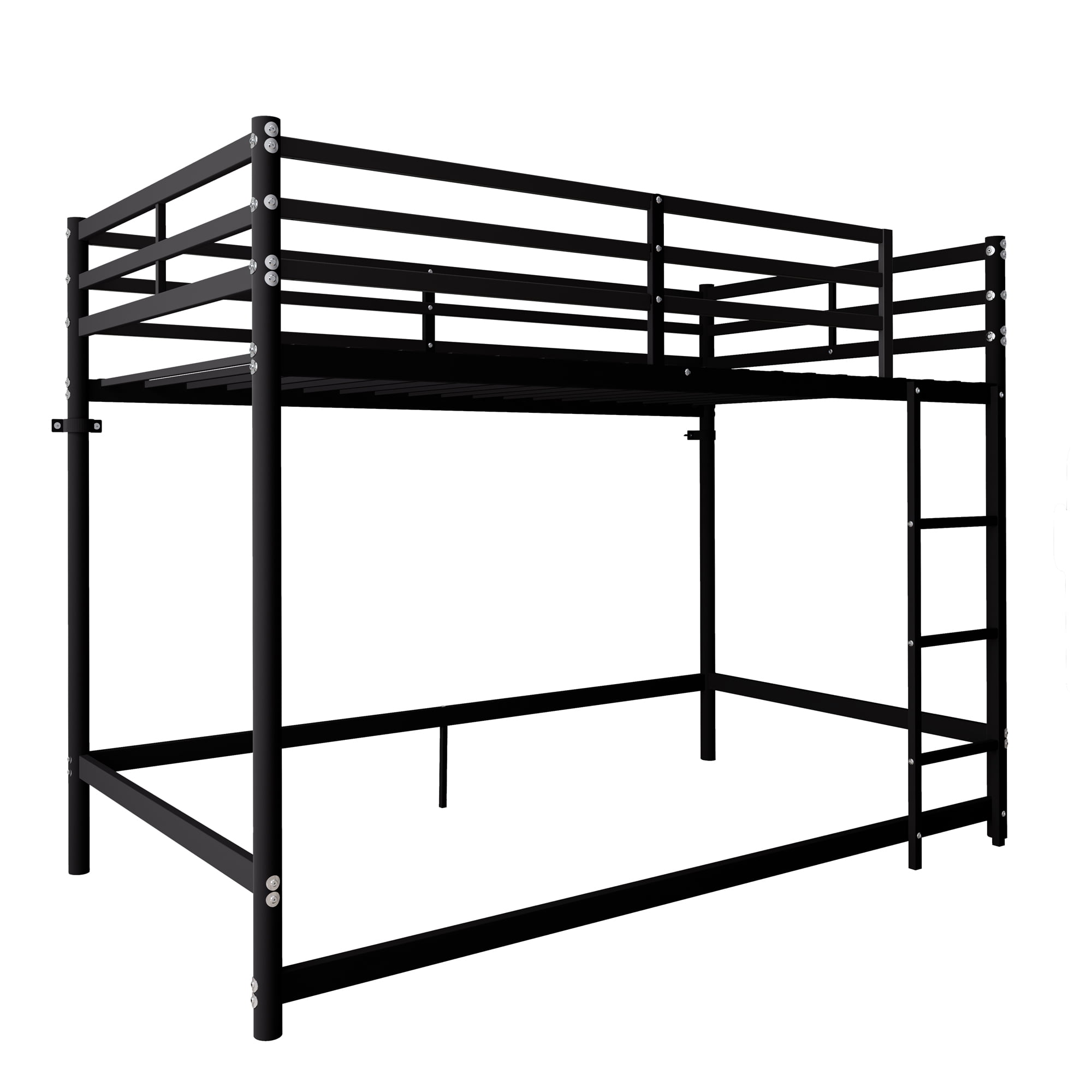 Mintazer Twin Over Twin Metal Bunk Bed with Ladder and Guardrails for Bedroom, Black