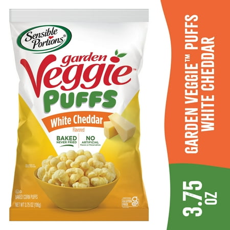 (10/21/24)Sensible Portions Gluten-Free White Cheddar Garden Veggie Snack Puffs  3.75 oz Bag