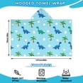 thumbnail image 2 of Light Blue Dinosaurs Palms Eggs Pattern Hooded Bath Towel，50"x30" for Ages 3 To 12 Kids, Quick Dry Lightweight Soft Microfiber Hood Beach Towel Cover Up for Kids, 2 of 7