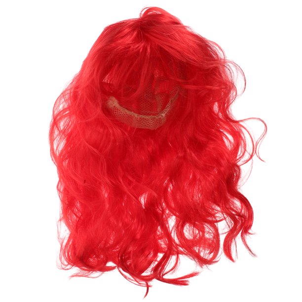 Peluca larga y rizada para mujer, peluca de cosplay para niña de moda para la actuación de la fiesta de Navidad de Halloween (rojo)