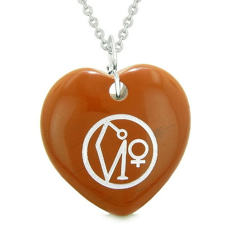 Red Jasper Heart Necklace - Archangel Uriel Sigil Magic Planet Energy Puffy Heart Amulet Red Jasper Pendant 18 inch Necklace