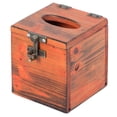 thumbnail image 3 of Square Wooden Rustic Lockable Tissue Box Cover Holder, 3 of 7