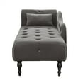 thumbnail image 4 of ARCTICSCORPION 60.6"Velvet Chaise Lounge Chair with Button Tufted and Nailhead Trimmed,Modern Long Lounger with 1 Pillow and Solid Wood Legs,Sleeper Lounge Sofa for Living Room Bedroom Office,Grey, 4 of 5