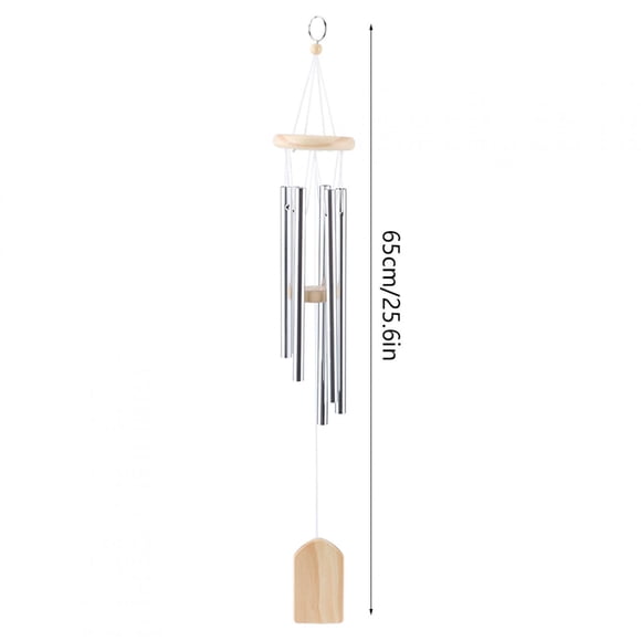 Garden Bell, Unique Stylish 25.6in Home Chapel Garden Decor Wood + Stainless Steel Metal Garden Bell Windchime, Windchime Decor Life