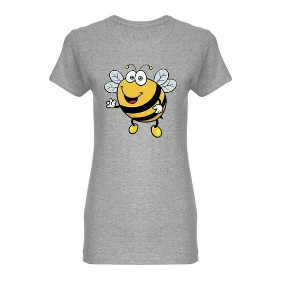 Cartoon Bee Waving T-Shirt Women -Image by Shutterstock, Female XX-Large