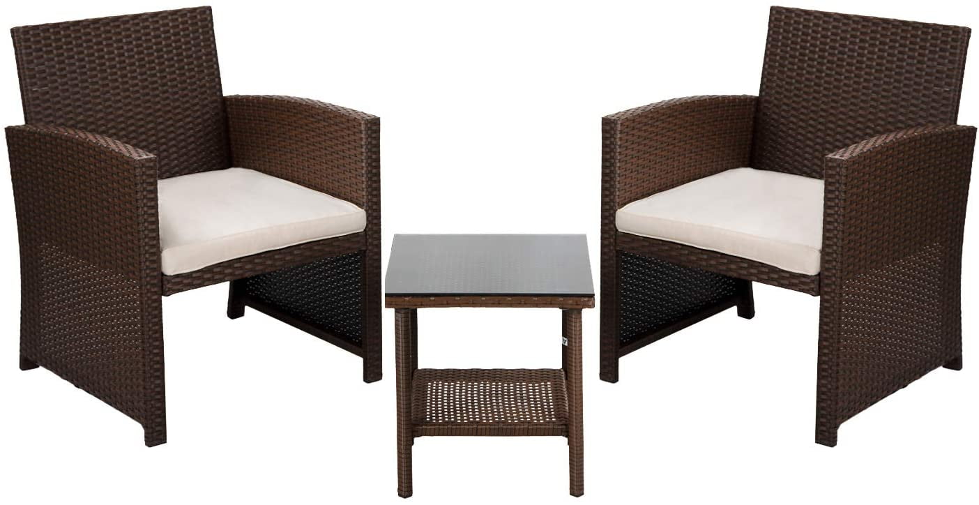 3 Pieces Patio Furniture Sets Outdoor Patio Set Wicker Bistro Set