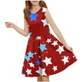 thumbnail image 1 of RXIRUCGD 2025 Vêtements d'Été pour Enfants Filles Robe Sans Manches Extensible Ligne A Évasée Patineuse Récital d'École Robe à Manches Courtes à Col Rond, 1 of 5