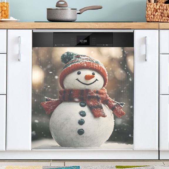 Ryvnso A Winter Snowman Christmas Dishwasher Magnetic Refrigerator Magnet Cover Kitchen Home Decorative 23"x26"