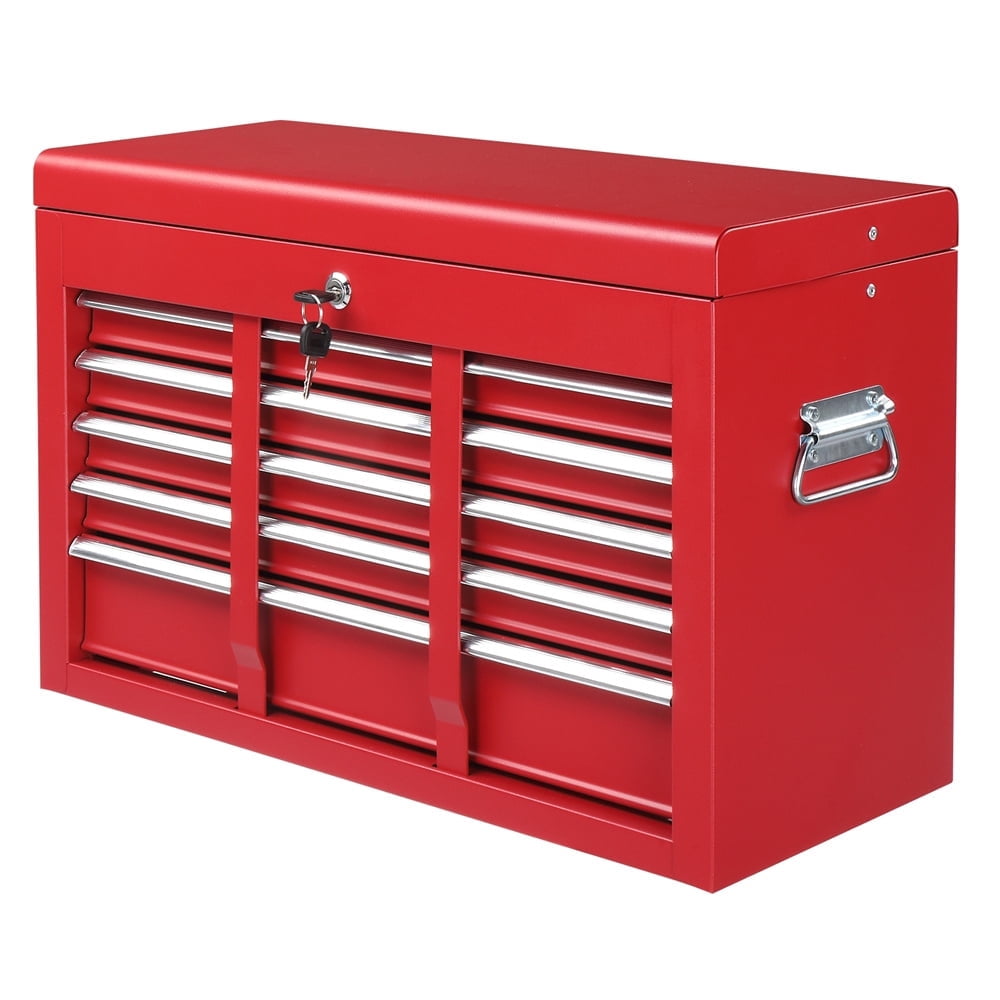 Tcbosik 24" Portable Tool Box, Storage Metal Cabinet with 5 Drawers, Lockable Chest Cabinet for Garage, Warehouse, Repair Shop & Home, Red