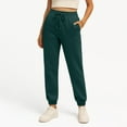thumbnail image 3 of Tianiyouqing Sweatpants for Women with Pockets Fleece Lined Elastic Waist Cinch Bottom Hiking Jogging Sweatpants Summer Drawstring High Waisted Pull on Long Pants Green M, 3 of 6