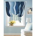 thumbnail image 2 of Abstract Blue Moire Tie Up Curtains for Window, Thermal Insulated Balloon Shade Adjustable Rod Pocket Curtains Valance Panels for Kitchen Bathroom Cafe 42 x 45 Gradient Coastal Ocean Geometric Waves, 2 of 6