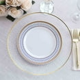 thumbnail image 2 of Efavormart 10 Pack White Renaissance Plastic Dinner Plates With Gold Navy Blue Chord Rim, Round Disposable Party Plates - 9", 2 of 6