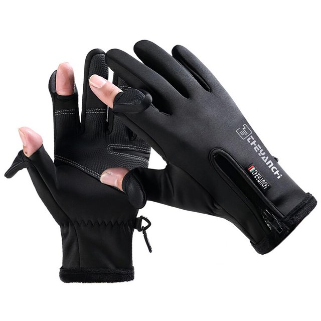Toystoory 1 par de guantes de pesca calentador de manos manopla de felpa suministros deportivos práctico diseño grueso guante de trabajo Ciclismo Negro METRO