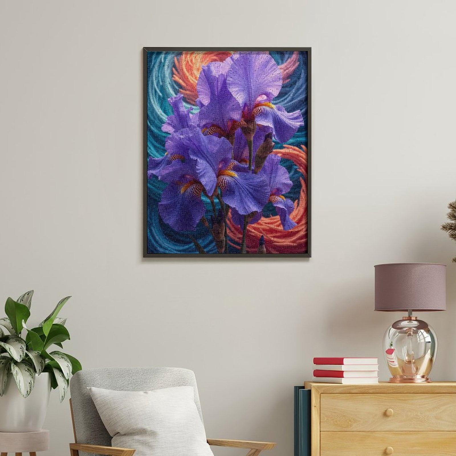 Paint By Numbers Kit for Adults Beginner - Purple Iris Swirl Abstract Art DIY Canvas Painting Kits for Adults, Frameless Paint By Number for Adults for Home Wall Decor 16x20 Inch