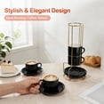 thumbnail image 4 of Unique Bargains 8 Ounce Cappuccino Cups Set of 4 Stackable Cappuccino Mugs Includes Display Stand Cups Saucers and Spoons for Machines & Home Use Black Gold Tone, 4 of 7