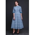 thumbnail image 4 of Bimba Robe à Manches Retroussables Imprimée Ikat pour Femmes, Col Mandarin, Chemise Boutonnée - XX-Grand, 4 of 5