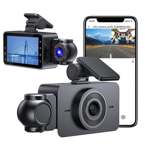 FHBVT 1080P Cam de Dash avec vision nocturne infrarouge, 3-Inch Affichage, WiFi pour le contrôle de l'application mobile, la détection des mouvements, l'enregistrement avant et intérieur pour des preuves claires, la surveillance du stationnement pour la sécurité