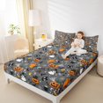 thumbnail image 4 of jejeloiu Halloween Spooky Pumpkin Queen Sheet Sets,Witch'S Hat Ghost Flat Sheet,Spider Webs Bat Queen Fitted Sheet,Lightweight Room Decoration,4-Piece, 4 of 7