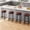 Brown 4PCs, variant on Modern 24” Swivel Bar Stools Set of 4, Counter Height PU Leather Barstools with Sturdy Metal Frame and Footrest, Backless Round Stools for Kitchen Island or Pub Table, Black