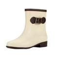 thumbnail image 2 of Fnochy Women's Short Rain Boots, Pull On, Waterproof, Beige, 2 of 4
