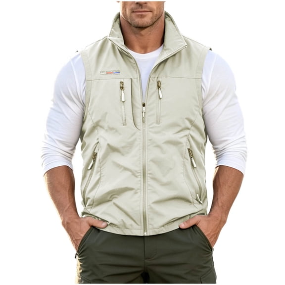 FchengtaiS Men's Fishing Vest Utility Lightweight Outdoor Cargo Vests for Travel Safari Photo with Multi Pockets