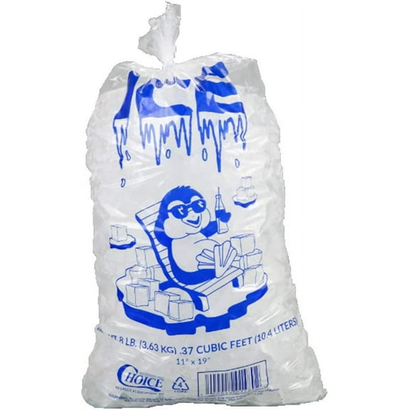 8 lb. Wicketed Ice-Bag with Handle - 1000 per Case