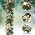 thumbnail image 6 of 6FT Christmas Garland with Lights, Prelit Artificial Christmas Garland with Pine Cones Poinsettia， Cordless Xmas Garland for Fireplace Mantle Stairecase Indoor Outdoor Holiday Home Decorations, 6 of 8