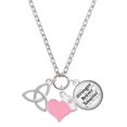 thumbnail image 1 of Delight Jewelry Silvertone Large Trinity Knot - Light Pink Heart Nurse Strong Zoe Necklace, 1 of 4