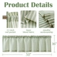 thumbnail image 5 of Curtainking Rod Pocket Kitchen Valance Stripe Pattern Window Valance 50x16 inch Linen Window Treatment for Bedroom 1 Panel Sage, 5 of 9
