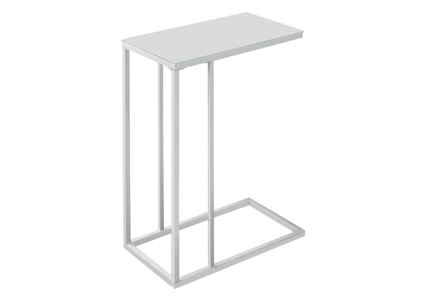 Monarch Specialties Accent Table, C-shaped, End, Side, Snack, Living Room, Bedroom, Metal, Tempered Glass, White, Contemporary, Modern