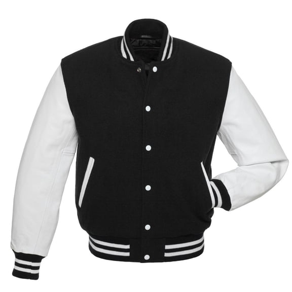 Aellinatey Men's Varsity Jackets Leather Sleeve Wool Blend Baseball Letterman Jackets