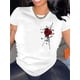 thumbnail image 1 of Camiseta básica para mujer de veranoChic Rose Print Crew Neck T-shirt, Four seasons casual short-sleeved round neck T-shirt, Women'S ClothingFather's Day, Mother's Day, New Year, Spring Festival, Va, 1 of 7