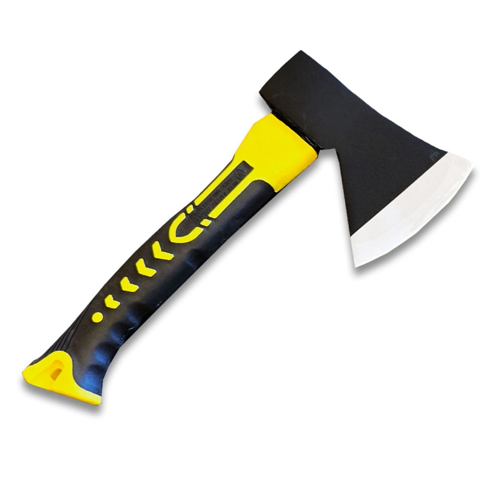 Camping Axe Set of 3, 10 Inch with Carbon Steel Head, Yellow, Orange, and Blue Handle, High Carbon Steel and Rubber Grip