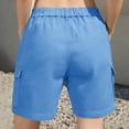 thumbnail image 6 of Oiangi Womens Cargo Shorts Casual Twill Hiking Shorts Elastic Waist Zipper Bermuda Shorts with Multi-Pocket Blue XL, 6 of 8